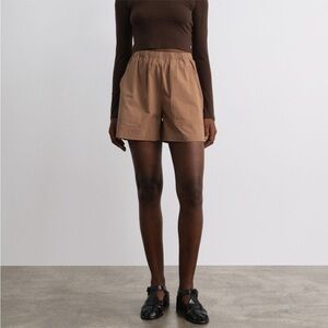 OZMA High-Waist Utility Shorts in Tan